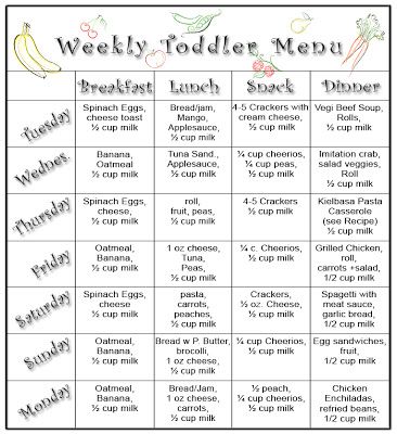 Meal Plan For 1 Year Old Boy