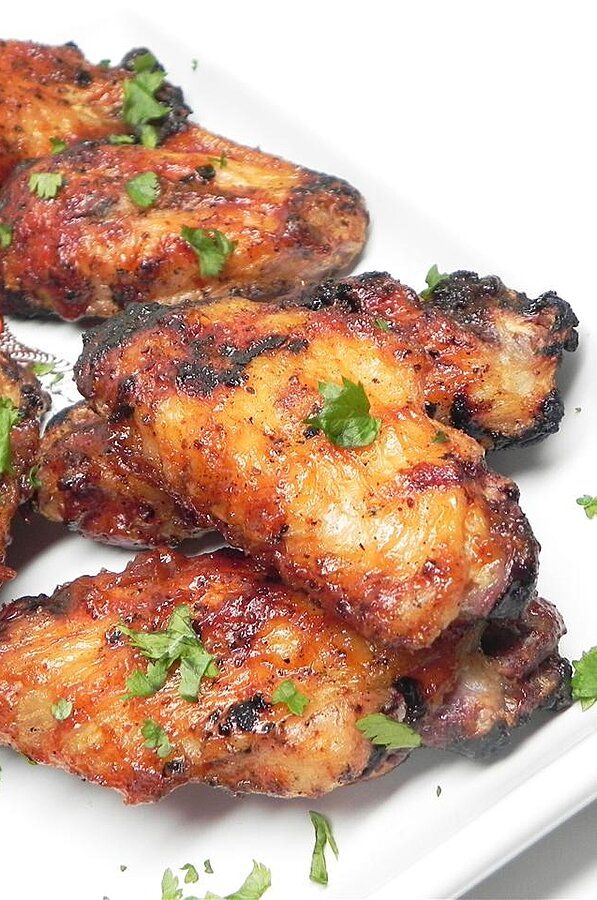 Barbeque Chicken Wings On Grill