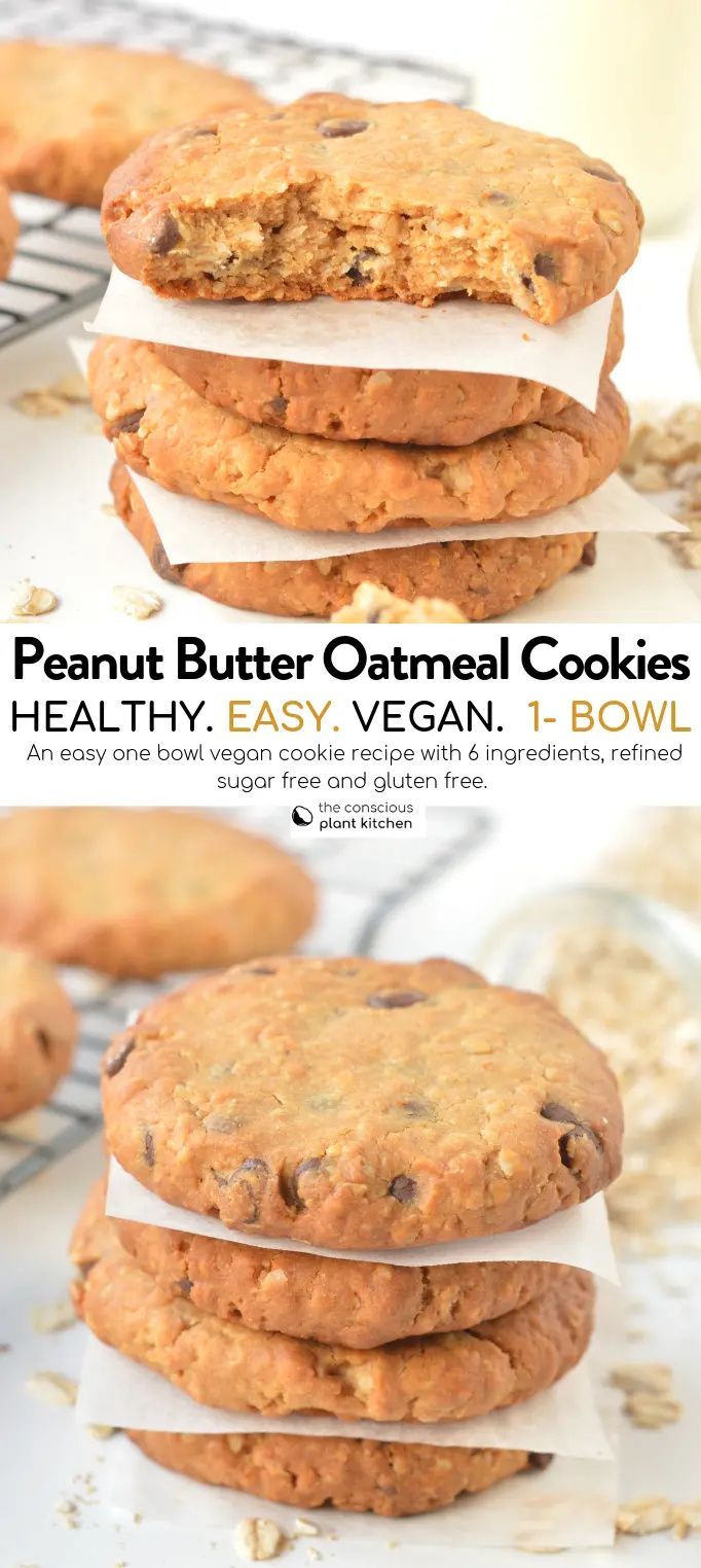 Vegan Peanut Butter Oatmeal Cookies Sugar Free