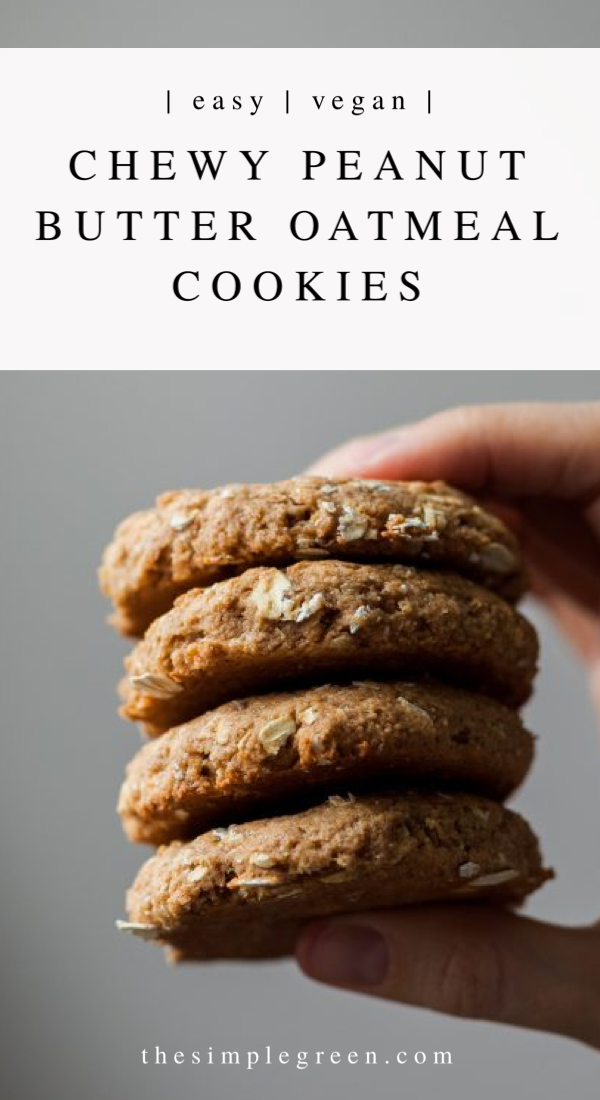 Vegan Chewy Peanut Butter Oatmeal Cookies