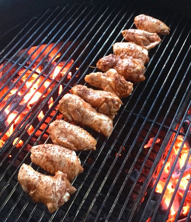 Bbq Chicken Wings On Charcoal Grill