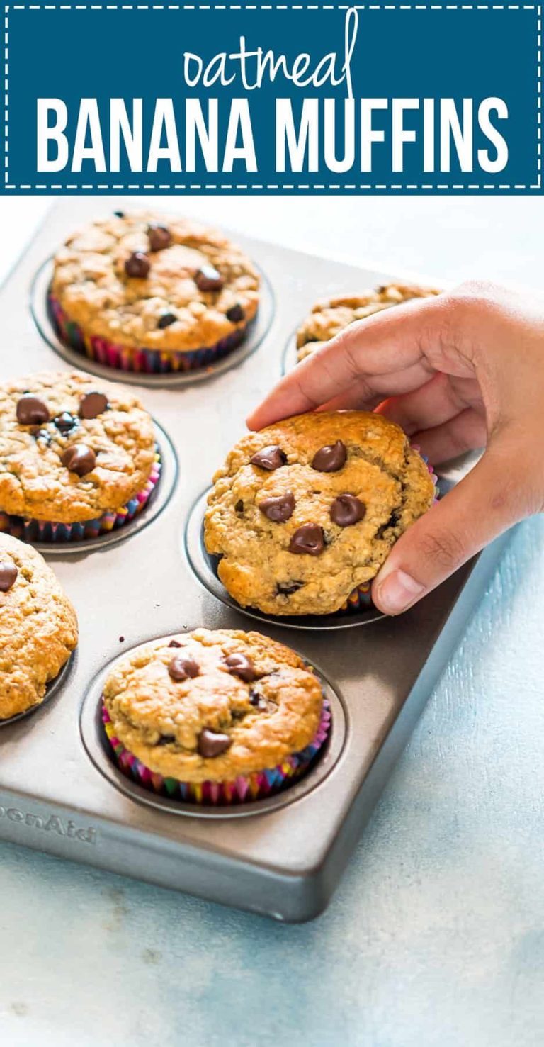 Healthy Oatmeal Chocolate Chip Breakfast Muffins