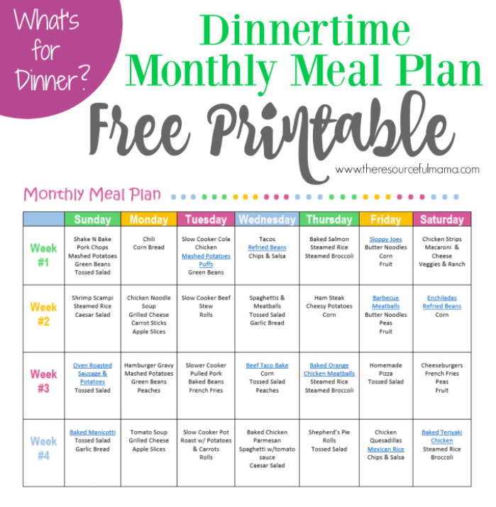 Free Weekly Meal Plans On A Budget