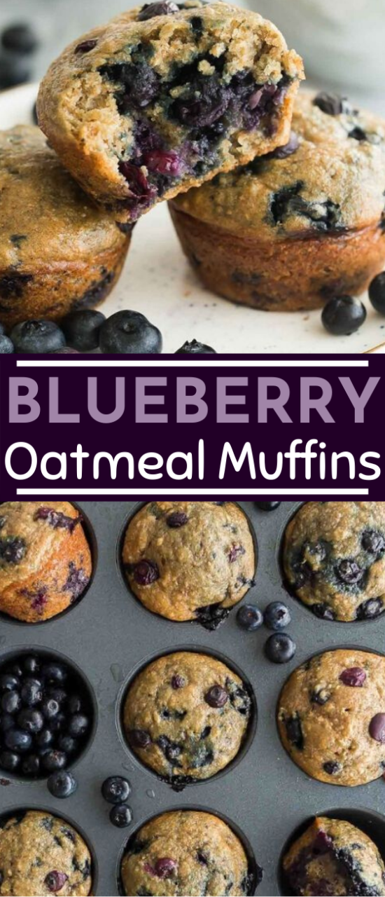Healthy Breakfast Blueberry Oatmeal Muffins