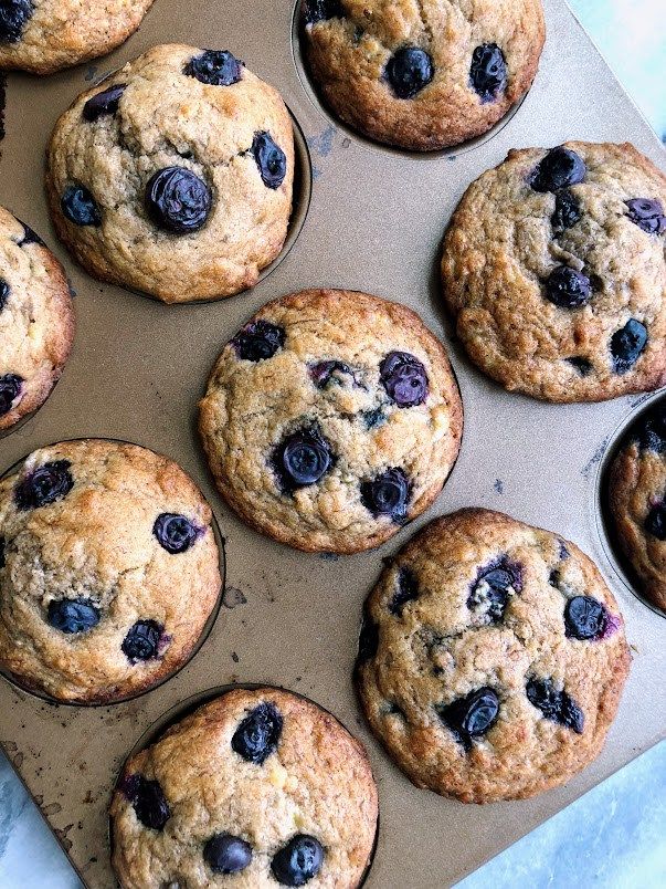 Healthy Banana Blueberry Muffins Greek Yogurt