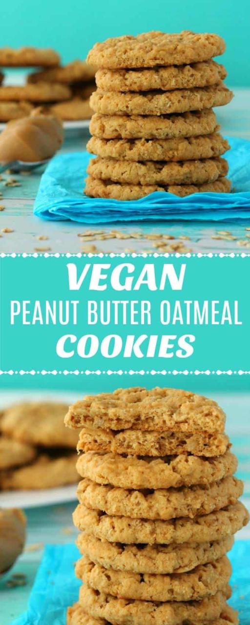 Vegan Chewy Peanut Butter Oatmeal Cookies