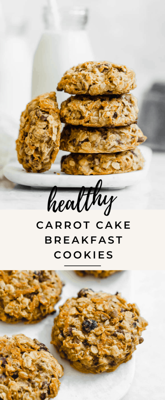 Healthy Carrot Cake Oatmeal Breakfast Cookies