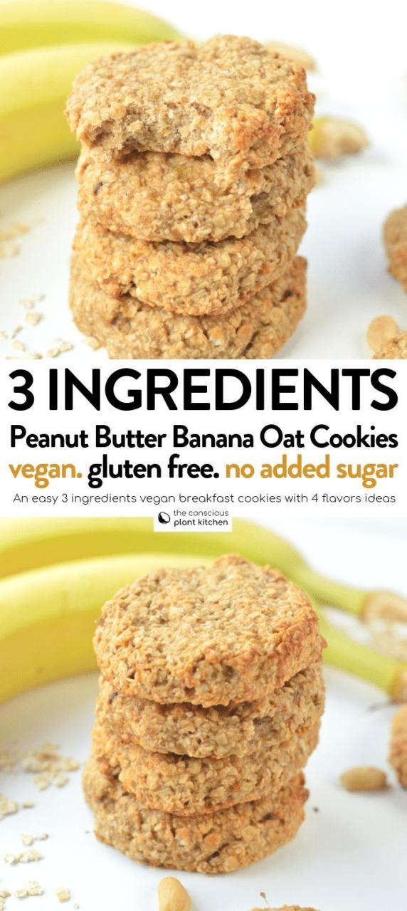 Vegan Oatmeal Banana Peanut Butter Cookies